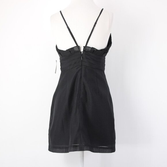 Free People Dress Sz 4 Black Beaded V Neck Lined Cotton Polyester Dress - Picture 8 of 15